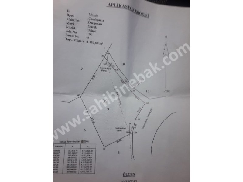 MERSİN ÇAMLIYAYLA DARIPINARIN'DA SATILIK 1381 M2 ARSA