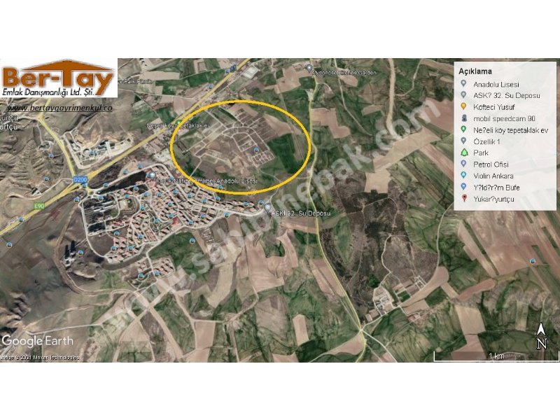 Ankara Eskişehir Yolu 26 Km Botaş Karşısı Satılık Konut İmarlı 600 m2 Arsa