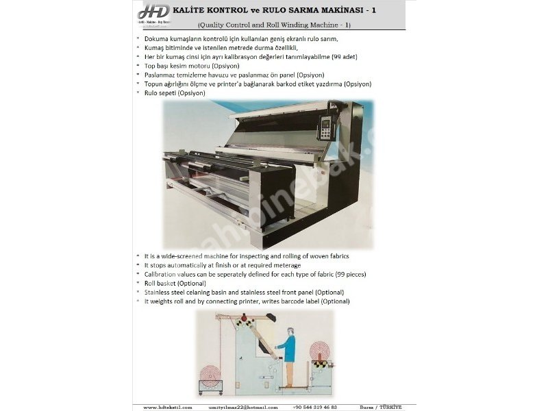 Kumaş Rulo Sarım Makinası  (Fabric Roll Winding Machine)
