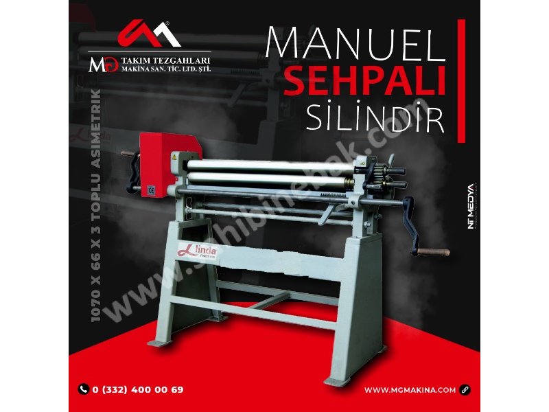 1070 x 66 x 3 Toplu Asimetrik Manuel Sehbalı Silindir - Asymmetrical Manual Curv