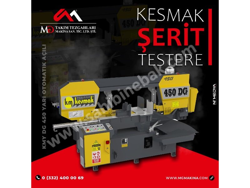 KMY DG 450 Yarı Otomatik Açılı Kesmak Şerit Testere