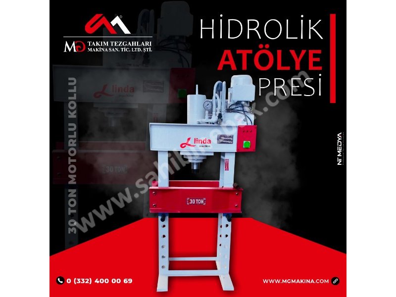 30 Ton Motorlu Kollu Hidrolik Atölye Presi- Hydraulic Workshop Press