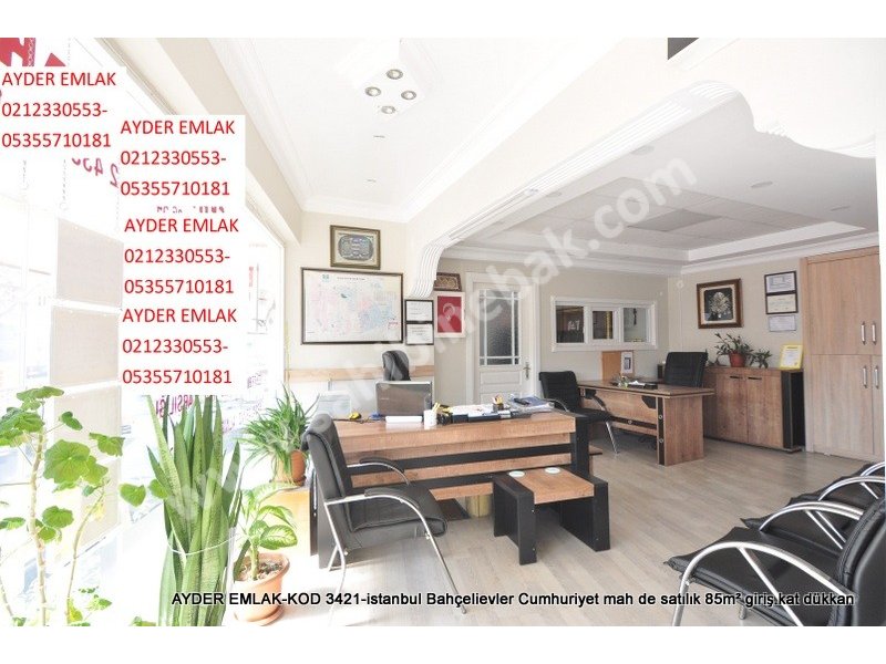 Bahçelievler Cumhuriyet mah de satılık 85m² giriş kat dükkan