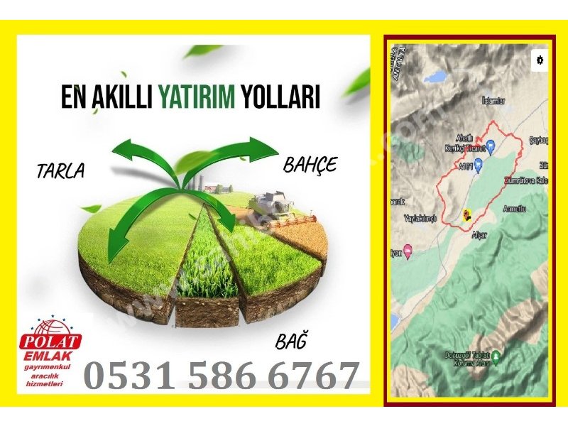 ANTALYA ELMALI AKÇAYDA SATILIK 8800 M2 TARLA