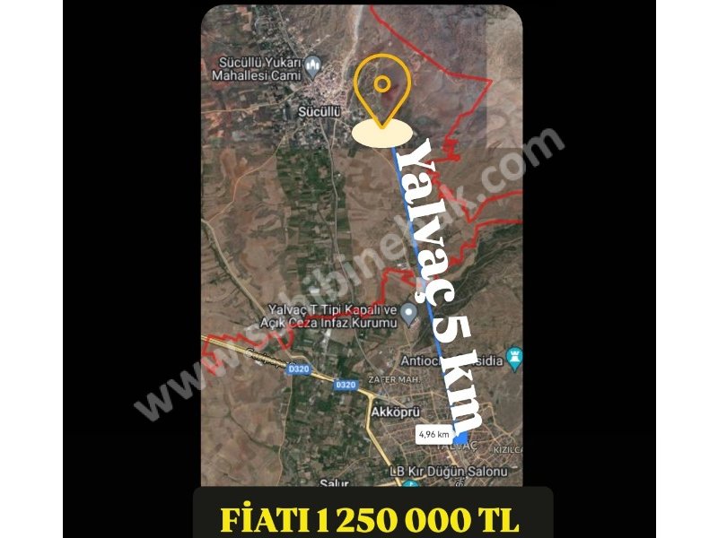 ISPARTA YALVAÇ SÜCÜLLÜ TAŞ'TA SATILIK 2534 M2 TARLA