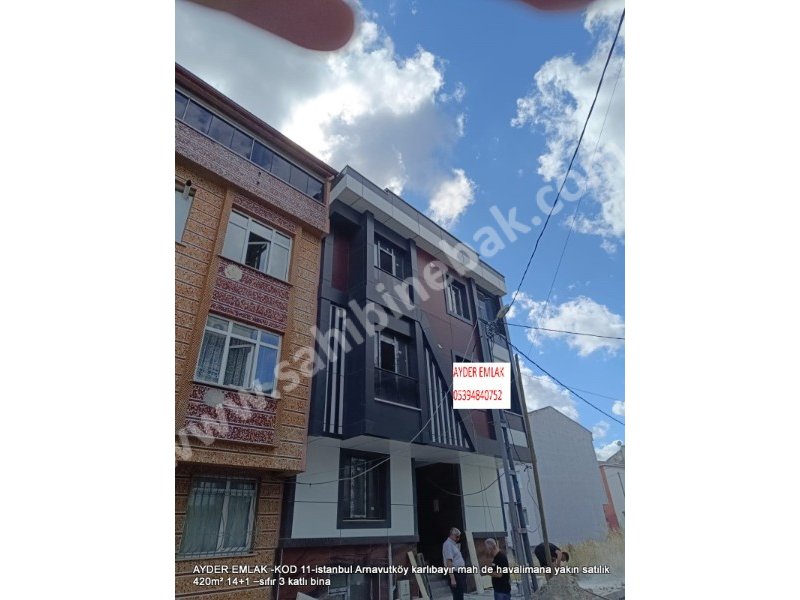 Arnavutköy Karlıbayır Mah. havalimana yakın Satılık 3 Katlı 14+1 Sıfır Bina 420 m2