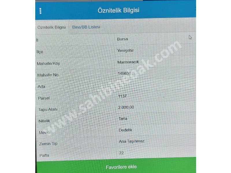 BURSA YENİŞEHİR MARMARACIK'TA SATILIK 2 DÖNÜM TARLA