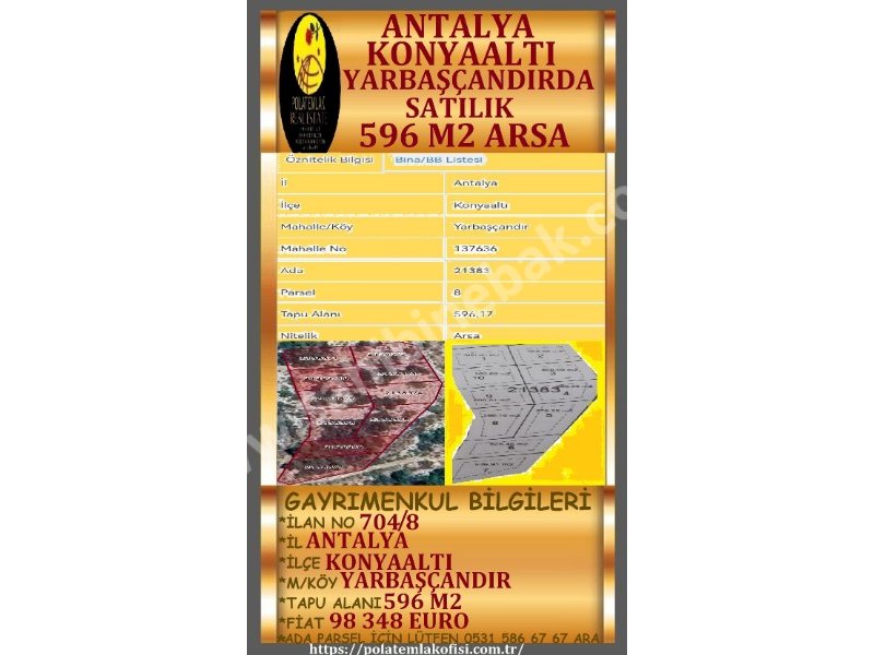 ANTALYA KONYAALTI YARBAŞÇANDIRDA SATILIK ARSALAR