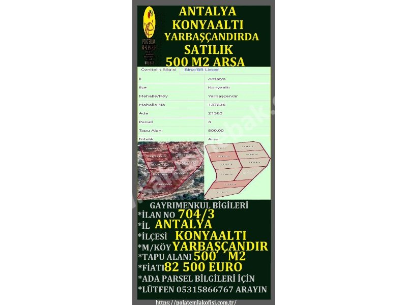 ANTALYA KONYAALTI YARBAŞÇANDIRDA SATILIK ARSALAR