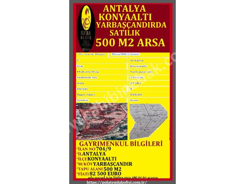 ANTALYA KONYAALTI YARBAŞÇANDIRDA SATILIK ARSALAR