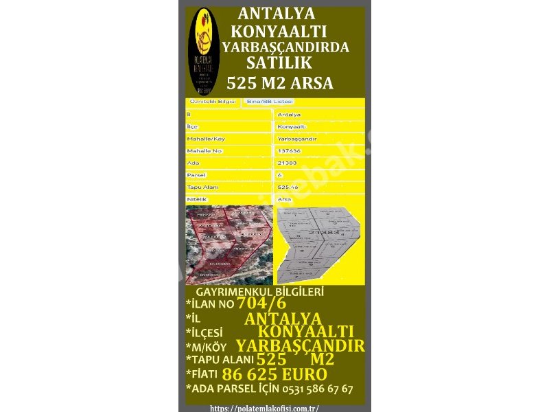 ANTALYA KONYAALTI YARBAŞÇANDIRDA SATILIK ARSALAR