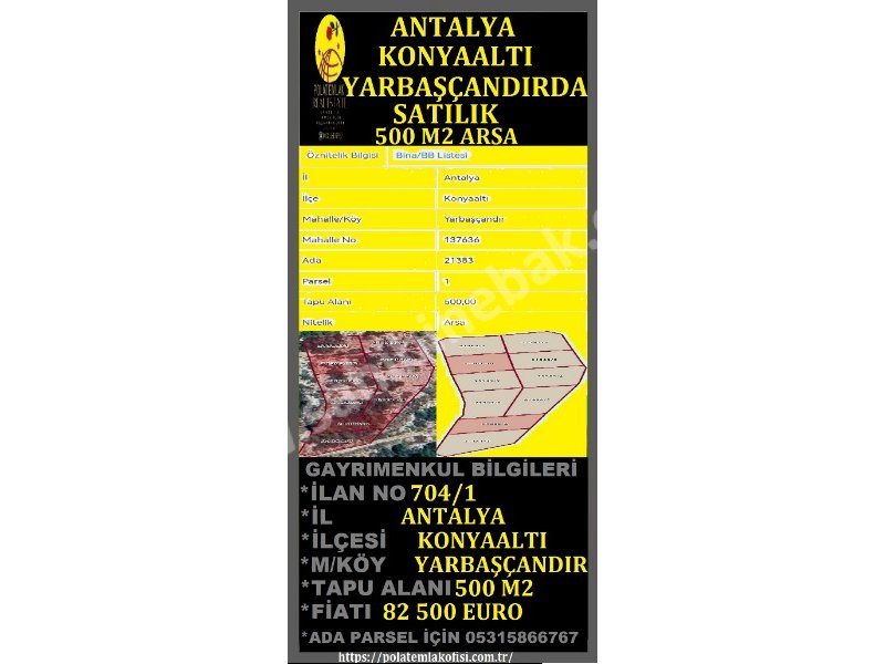 ANTALYA KONYAALTI YARBAŞÇANDIRDA SATILIK ARSALAR