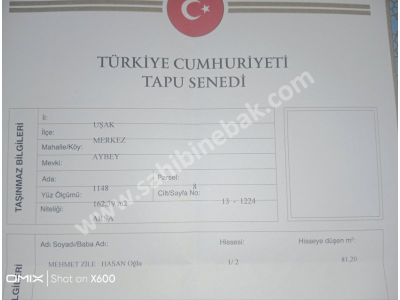 Uşak merkez de satlık ARSA