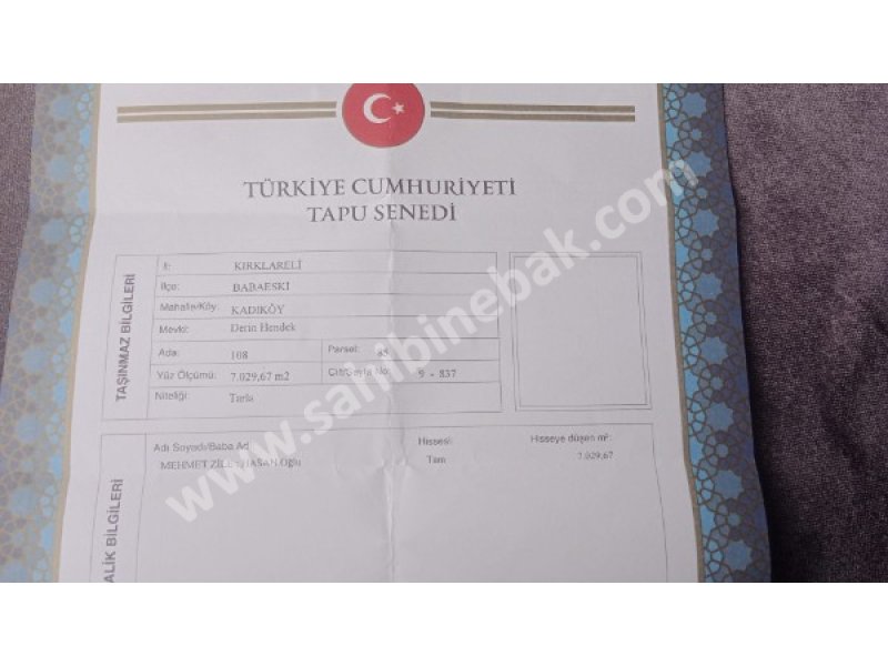 Babaeski VİLLALIK ÇİFTLİK YAPMAYA UYGUN Satlık ARAZİ