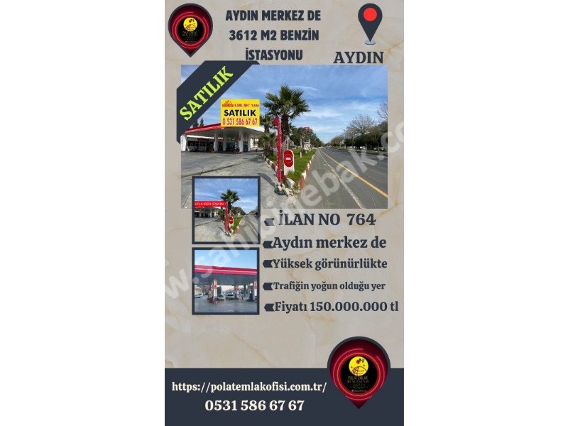 AYDIN MERKEZDE SATILIK 3612 M2 BENZİN İSTASYONU