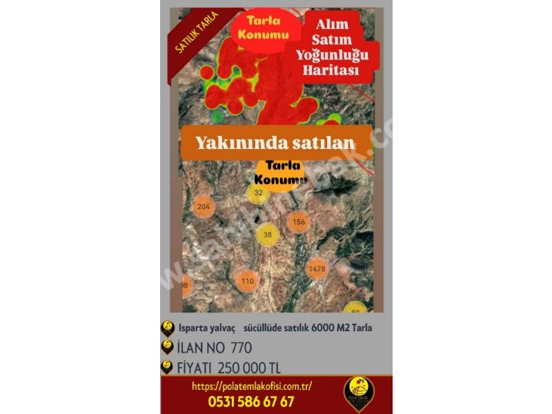 ISPARTA YALVAÇ SÜCÜLLÜDE SATILIK 6000 M2 TARLA
