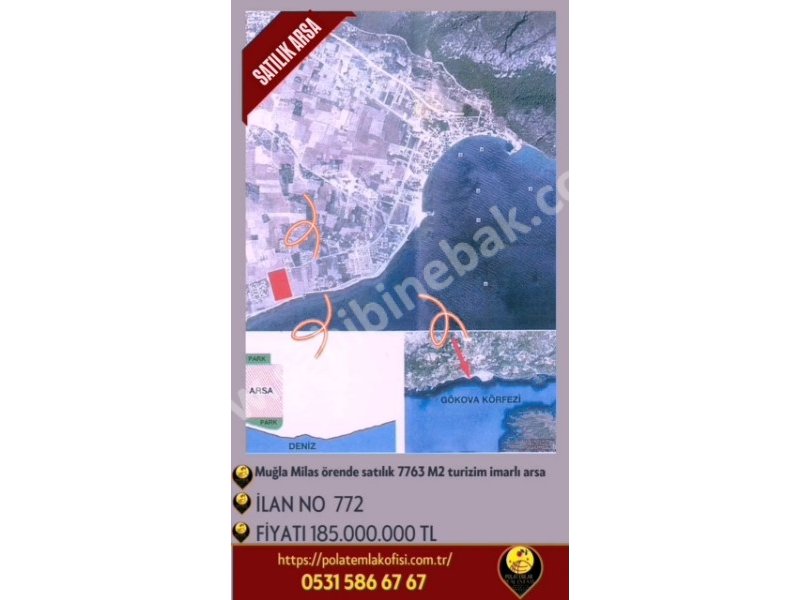 MUĞLA MİLAS ÖRENDE SATILIK 7763 M2 TURİZİM İMARLI DENİZE SIFIR ARSA