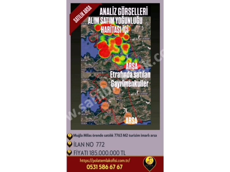 MUĞLA MİLAS ÖRENDE SATILIK 7763 M2 TURİZİM İMARLI DENİZE SIFIR ARSA