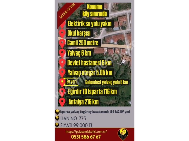 ISPARTA YALVAÇ ÖZGÜNEYDE SATILIK 84 M2 EV YERİ