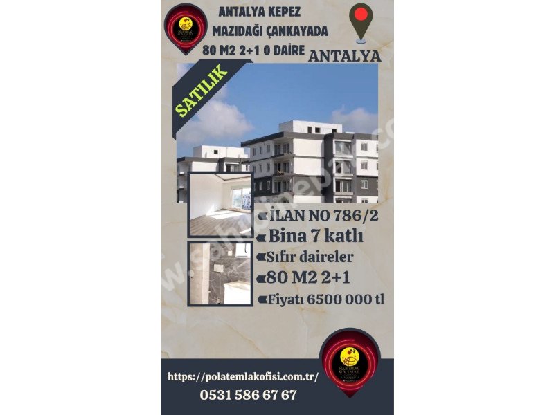 ANTALYA KEPEZ MAZIDAĞI ÇANKAYADA SATILIK 80 M2 2+1 SIFIR DAİRELER