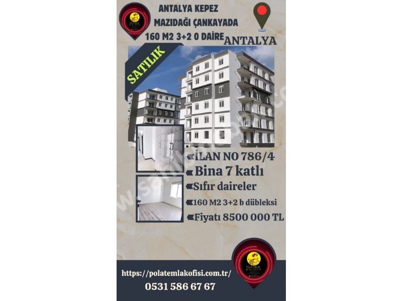 ANTALYA KEPEZ MAZIDAĞI ÇANKAYADA SATILIK 160  M2 3+2 SIFIR DAİRELER
