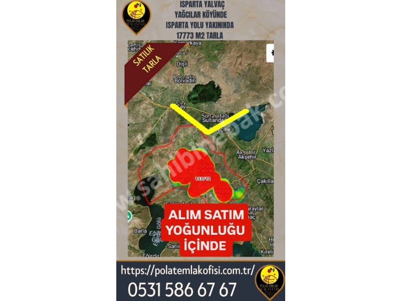 ISPARTA YALVAÇ YAĞCILARDA SATILIK 17173 M2 TARLA