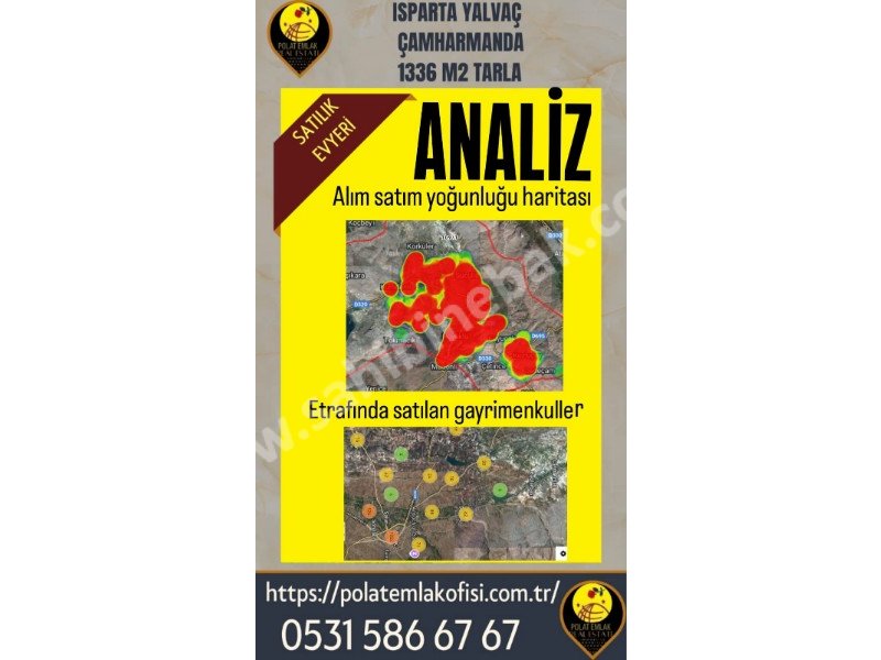 ISPARTA YALVAÇ ÇAMHARMAN KÖYÜNDE SATILIK 1336 M2 EV YERİ