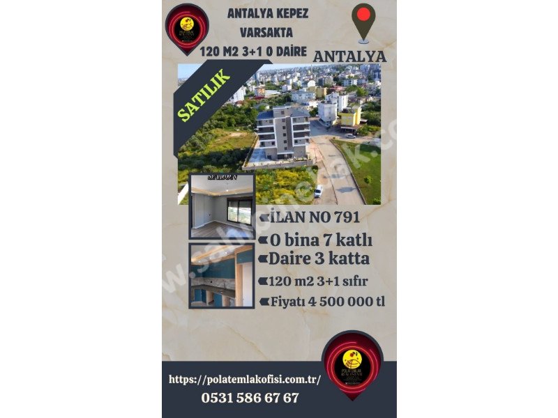 ANTALYA KEPEZ VARSAKTA SATILIK 120 M2 3+1 SIFIR DAİRE